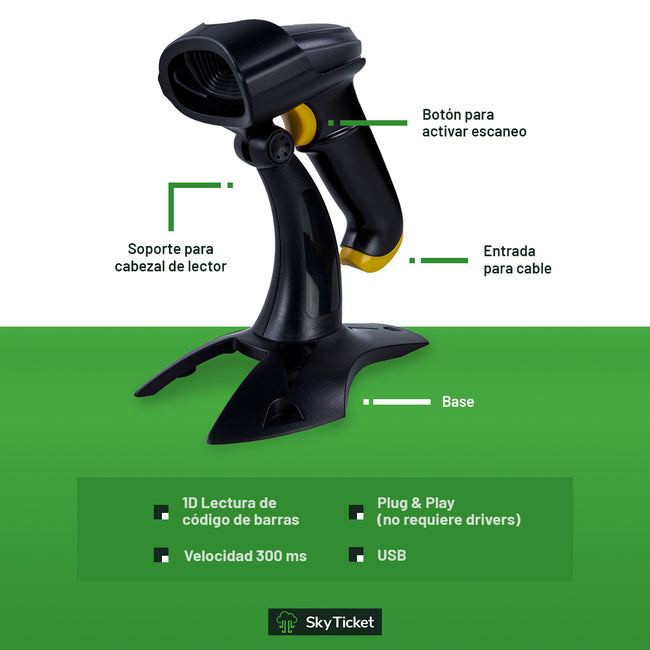 Kit De Punto De Venta Impresora De Tickets 58mm Más Lector De Código De Barras Con Base - Incluye 5 Rollos Y Software De Regalo.