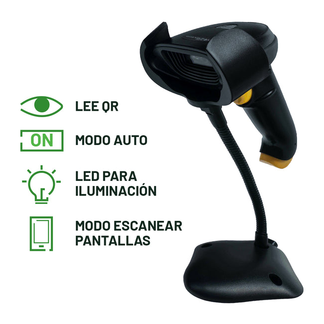 Lector De Código De Barras Led Con Base Escáner 2d, Lee Qr - USB.