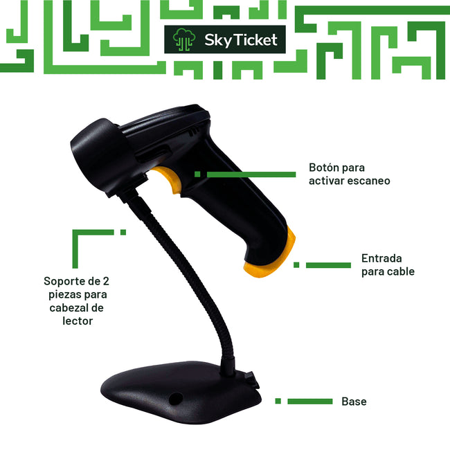 Lector De Código De Barras Led Con Base Escáner 2d, Lee Qr - USB.