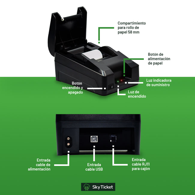 Kit De Punto De Venta Impresora Tickets Más Lector De Código De Barras Inalámbrico Con Adapatador Bluetooth - Incluye Rollos Y Software De Regalo.