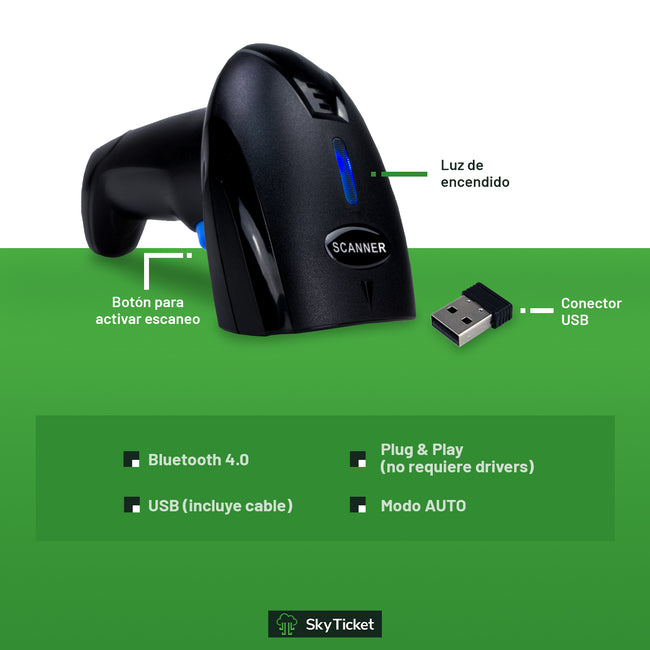 Kit De Punto De Venta Impresora Tickets Más Lector De Código De Barras Inalámbrico Con Adapatador Bluetooth - Incluye Rollos Y Software De Regalo.