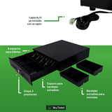 Kit de Punto De Venta Pc, Cajón De 4 Billetes 8 Monedas, Impresora De Ticket, Lector De Código De Barras Con QR - Incluye 5 Rollos y Software De Regalo. (Copia)