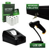 Kit De Punto De Venta Cajón De 5 Billetes 8 Monedas, Impresora De Ticket, Lector De Código De Barras Con QR - Incluye 5 Rollos Y Software De Regalo.