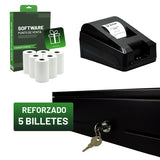 Kit de Punto De Venta Impresora De Tickets 58 Mm Más Cajón De Dinero 5 Billetes Y 8 Monedas - Incluye 5 Rollos Y Software De Regalo.