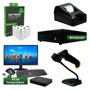 Kit de Punto De Venta Pc, Cajón De 4 Billetes 8 Monedas, Impresora De Ticket, Lector De Código De Barras Con QR - Incluye 5 Rollos y Software De Regalo. (Copia)