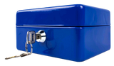 Caja De Dinero Con 6 Separadores, 15 X 12 X 8 Cm - Caja Fuerte Color Azul Incluye Un Par De Llaves.