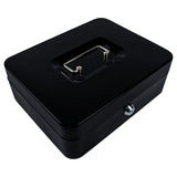 Caja De Dinero Con 5 Separadores, 25 X 20 X 9 Cm - Caja Fuerte, Color Negro Incluye Un Par De Llaves.