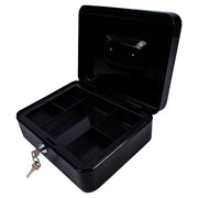 Caja De Dinero Con 5 Separadores, 25 X 20 X 9 Cm - Caja Fuerte, Color Negro Incluye Un Par De Llaves.