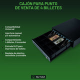 Kit De Punto De Venta Cajón 4 Billetes 8 Monedas, Impresora De Ticket, Lector De Código De Barras - Incluye 5 Rollos Y Software De Regalo.